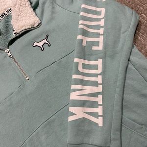 Victoria Secret pink half zip pullover Sherpa sweatshirt- 1017